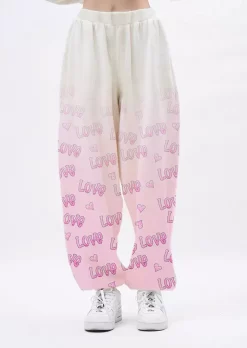 Love Gradient Elastic Waist Sweatpants - Pink