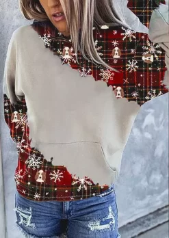 Plaid Snowflake Dog Pocket Hoodie - Plaid