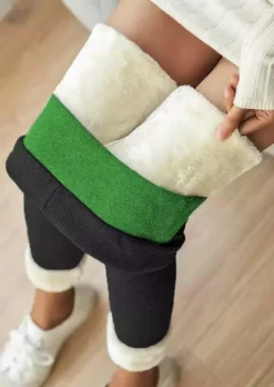 Winter Thickened Warm Fleece Lined High Waist Leggings - Green 14 Winter Thickened Warm Fleece Lined High Waist Leggings - Green -Garment Sale Store 523513 571011005 124