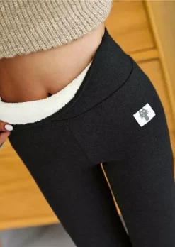 Winter Thickened Warm Fleece Lined High Waist Leggings - Red -Garment Sale Store 524152 499810249 124