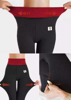 Winter Thickened Warm Fleece Lined High Waist Leggings - Red -Garment Sale Store 524152 511011015 124