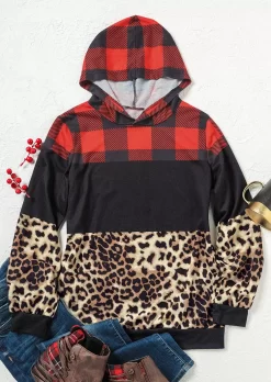 Leopard Plaid Long Sleeve Hoodie 5 Leopard Plaid Long Sleeve Hoodie -Garment Sale Store 524807 975054102 124