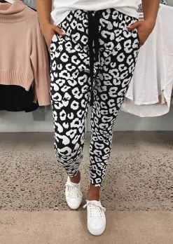 Leopard Drawstring Pocket Pants