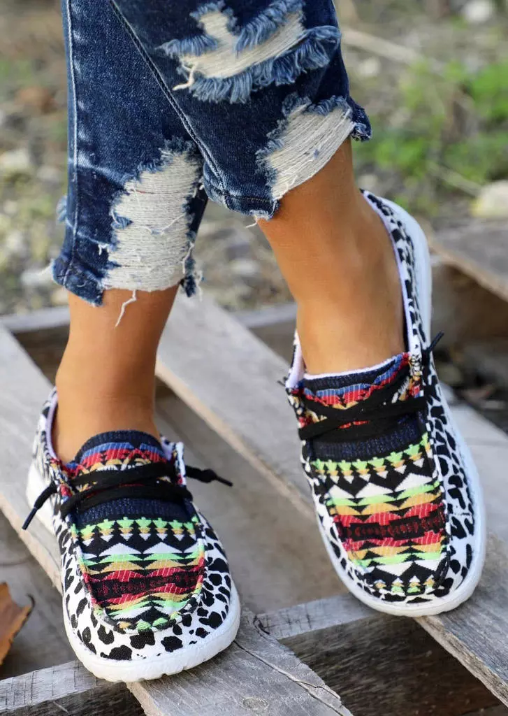 Western Leopard Lace Up Sneakers 5 Western Leopard Lace Up Sneakers - Image 3