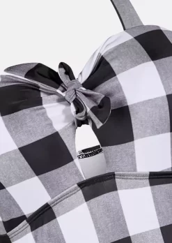 Plaid Open Back One-Piece Swimsuit -Garment Sale Store 527165 514952505 124