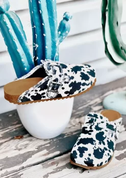 Cow Buckle Round Toe Slippers - White -Garment Sale Store 527361 544998559 124