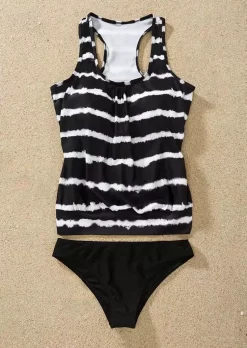 Striped Racerback Tankini Set - Black 13 Striped Racerback Tankini Set - Black -Garment Sale Store 528816 1 485752565 124