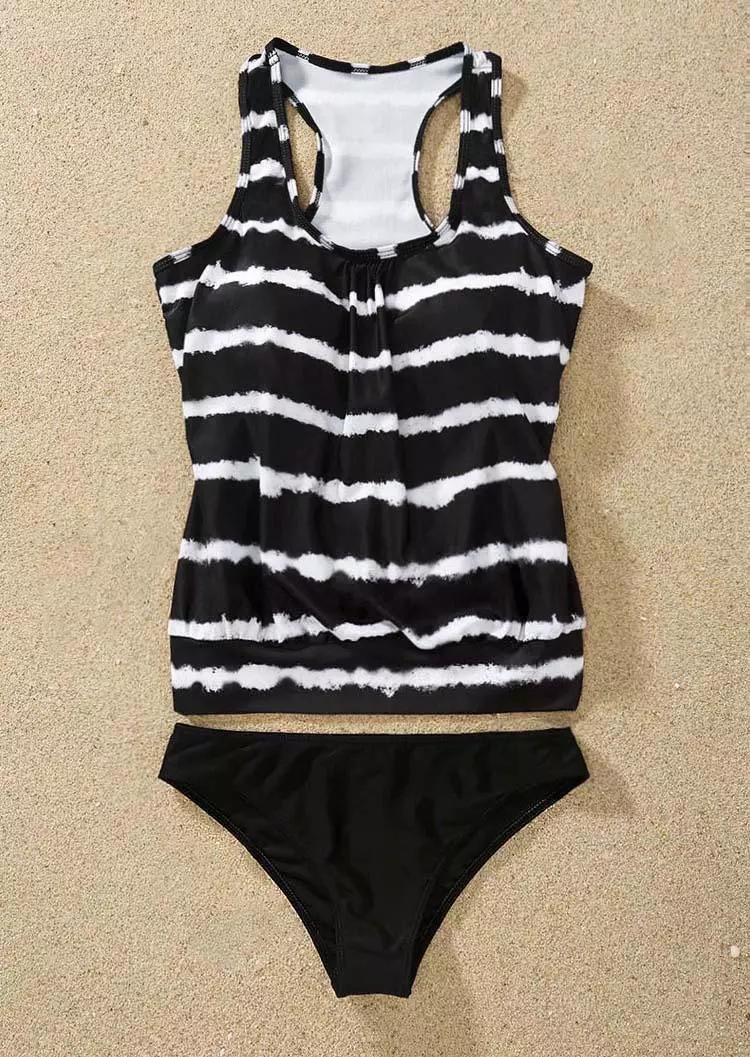 Striped Racerback Tankini Set - Black 8 Striped Racerback Tankini Set - Black - Image 6
