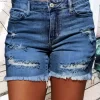 Ripped Hole Frayed Denim Shorts - Deep Blue 1 Ripped Hole Frayed Denim Shorts - Deep Blue -Garment Sale Store 530428 1 98545449 124