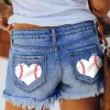 Baseball Ripped Hole Frayed Denim Shorts - Blue 2 Baseball Ripped Hole Frayed Denim Shorts - Blue -Garment Sale Store 535412 4 52541029 124