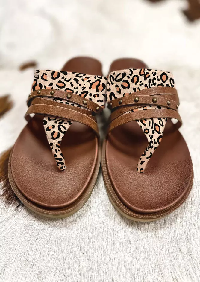 Leopard Rivet Flip Flops Flat Slippers 4 Leopard Rivet Flip Flops Flat Slippers - Image 2