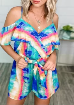 Tie Dye Cold Shoulder Romper
