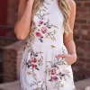 Floral Pocket Zipper Sleeveless Romper - White 1 Floral Pocket Zipper Sleeveless Romper - White -Garment Sale Store SCM001306 1 41557655488196 124