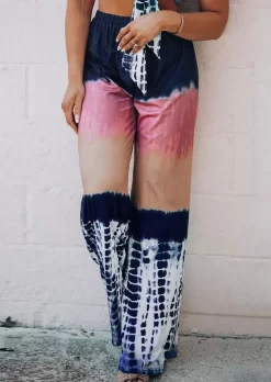 Tie Dye Elastic Waist Wide Leg Pants