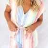 Colorful Vertical Striped Tie V-Neck Romper -Garment Sale Store SCM002447 1 60709098597038 124