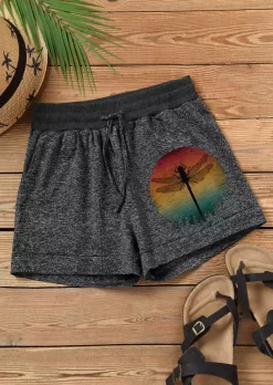 Gradient Dragonfly Pocket Drawstring Shorts - Dark Grey -Garment Sale Store SCM003039 4 575349519 124