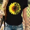 Sunflower Drink O-Neck T-Shirt Tee - Black 1 Sunflower Drink O-Neck T-Shirt Tee - Black -Garment Sale Store SCM003394 2 62763405668165 124