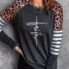 Leopard Striped Long Sleeve T-Shirt Tee Without Necklace - Dark Grey 2 Leopard Striped Long Sleeve T-Shirt Tee Without Necklace - Dark Grey -Garment Sale Store SCM004094 1 71302531174651 124
