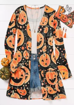 Halloween Pumpkin Face Long Sleeve Cardigan -Garment Sale Store SCM005032 1 81098976773794 124