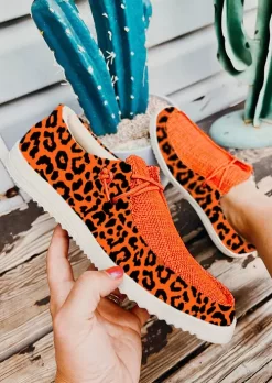 Leopard Slip On Flat Sneakers - Orange 11 Leopard Slip On Flat Sneakers - Orange -Garment Sale Store SCM005508 1 81746042149844 124
