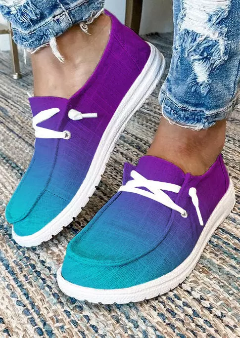 Gradient Slip On Flat Canvas Sneakers 3 Gradient Slip On Flat Canvas Sneakers