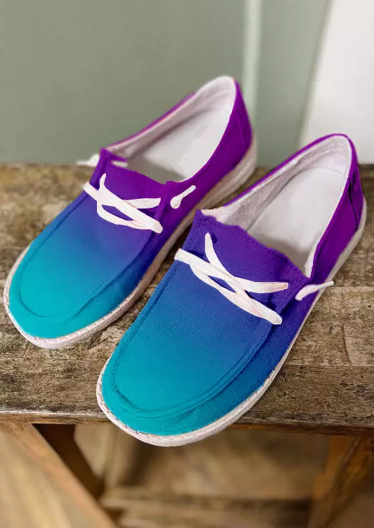 Gradient Slip On Flat Canvas Sneakers 7 Gradient Slip On Flat Canvas Sneakers - Image 5