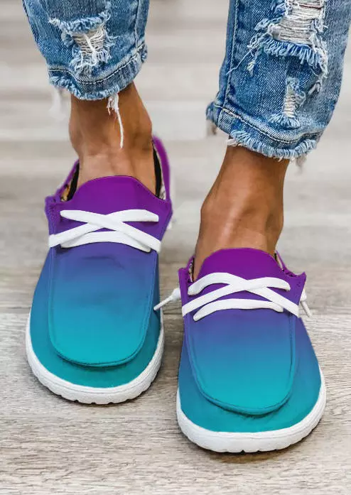 Gradient Slip On Flat Canvas Sneakers 4 Gradient Slip On Flat Canvas Sneakers - Image 2