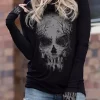 Halloween Horror Skull Silhouette Hoodie - Black -Garment Sale Store SCM005978 1 82530598763227 124