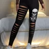 Halloween Skeleton Hand Cut Out Leggings - Black 1 Halloween Skeleton Hand Cut Out Leggings - Black -Garment Sale Store SCM005984 2 82983571266245 124