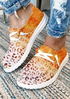 Gradient Leopard Round Toe Flat Sneakers -Garment Sale Store SCM006556 2 90979811973405 124