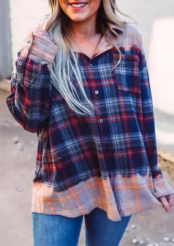 Plaid Tie Dye Button Pocket Shirt