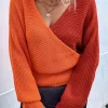 Color Block Long Sleeve Wrap V-Neck Sweater -Garment Sale Store SCM006998 1 92073015076856 124