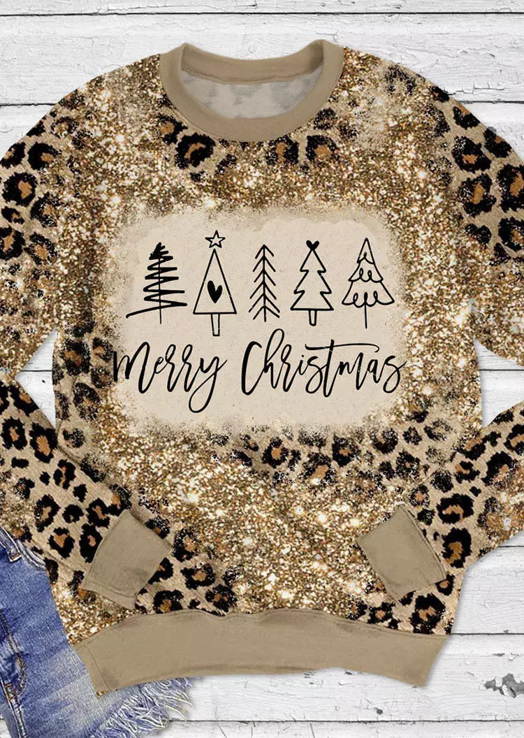 Merry Christmas Leopard Glitter Pullover Sweatshirt 3 Merry Christmas Leopard Glitter Pullover Sweatshirt