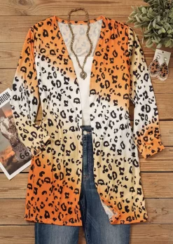 Gradient Leopard Long Sleeve Open Front Cardigan -Garment Sale Store SCM007491 2 92789763360427 124