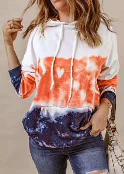 Tie Dye Drawstring Kangaroo Pocket Hoodie 7 Tie Dye Drawstring Kangaroo Pocket Hoodie -Garment Sale Store SCM007517 1 92982417709340 124