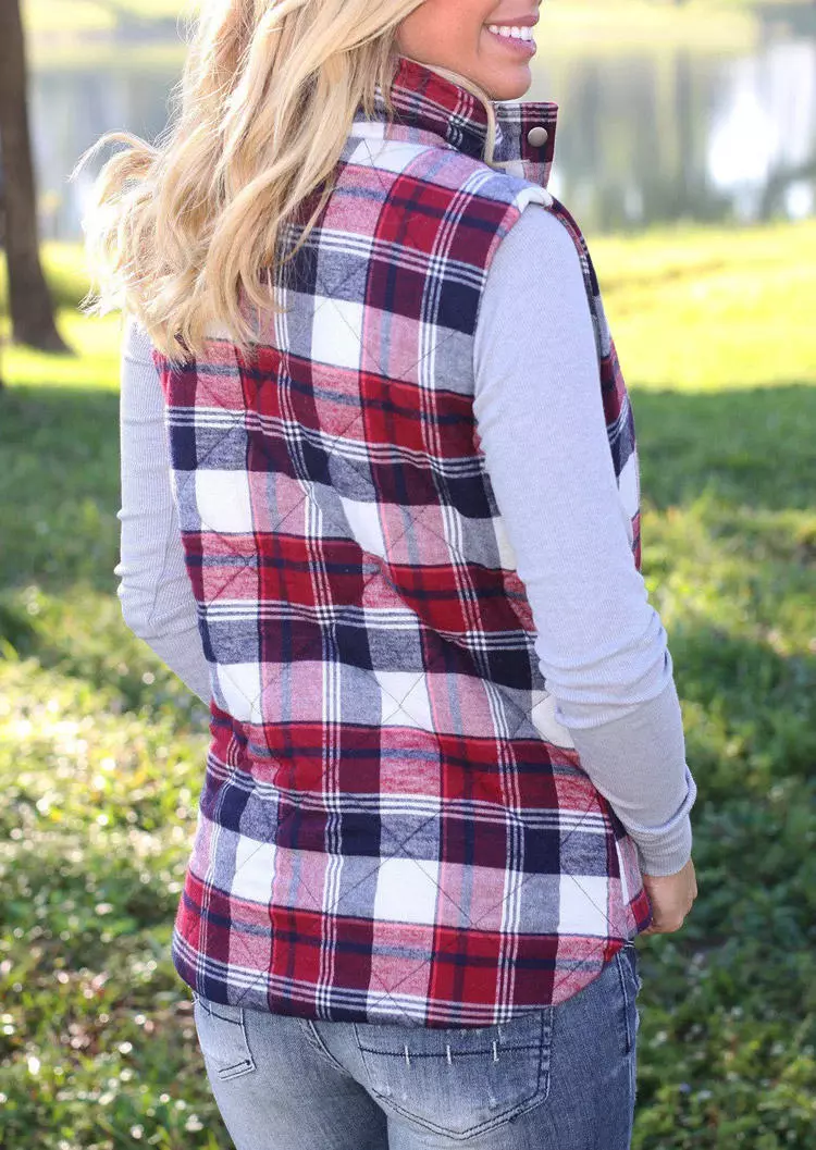 Plaid Zipper Pocket Vest Coat 5 Plaid Zipper Pocket Vest Coat - Image 3