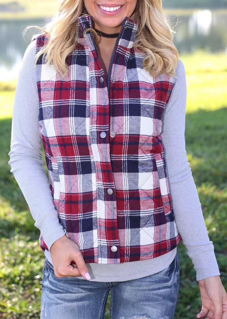 Plaid Zipper Pocket Vest Coat 3 Plaid Zipper Pocket Vest Coat