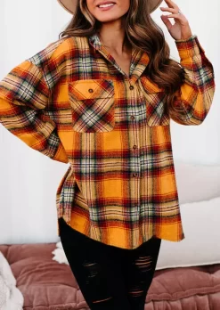 Plaid Pocket Button Long Sleeve Shirt Coat 8 Plaid Pocket Button Long Sleeve Shirt Coat -Garment Sale Store SCM008059 1 A1293446249007 124
