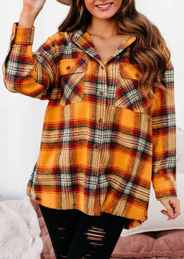 Plaid Pocket Button Long Sleeve Shirt Coat 6 Plaid Pocket Button Long Sleeve Shirt Coat - Image 4