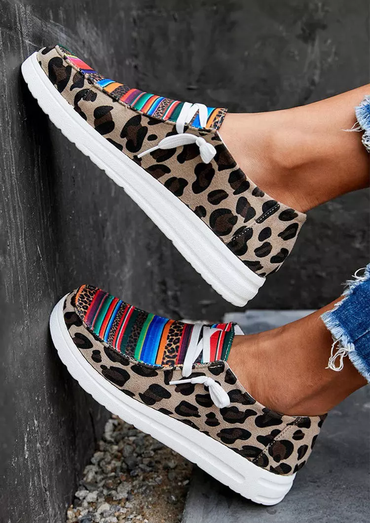 Leopard Serape Striped Round Toe Flat Sneakers 6 Leopard Serape Striped Round Toe Flat Sneakers - Image 4