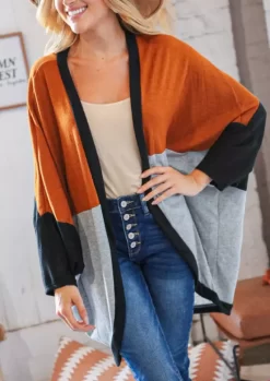 Color Block Batwing Sleeve Open Front Cardigan 8 Color Block Batwing Sleeve Open Front Cardigan -Garment Sale Store SCM008645 1 A2054355176692 124