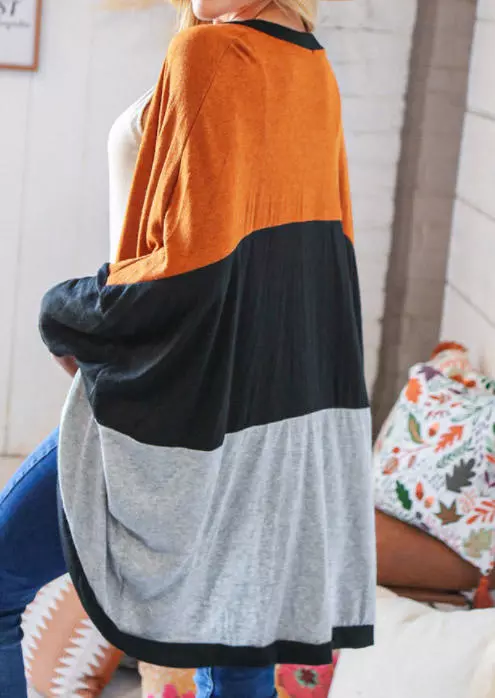 Color Block Batwing Sleeve Open Front Cardigan 6 Color Block Batwing Sleeve Open Front Cardigan - Image 4