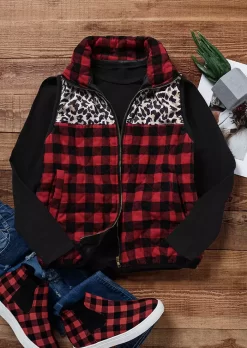 Leopard Plaid Zipper Pocket Warm Vest Coat -Garment Sale Store SCM008764 1 A2544890364000 124