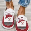 Christmas Snowman Glitter Slip On Flat Canvas Sneakers - Red -Garment Sale Store SCM009331 1 A3136547689030 124