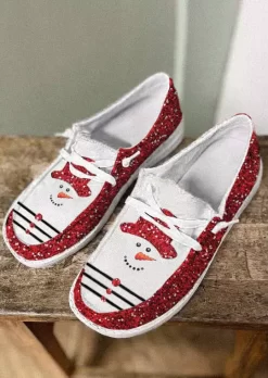 Christmas Snowman Glitter Slip On Flat Canvas Sneakers - Red 7 Christmas Snowman Glitter Slip On Flat Canvas Sneakers - Red -Garment Sale Store SCM009331 5 A3136547631919 124