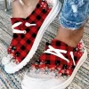 Christmas Plaid Snowflake Lace Up Flat Sneakers