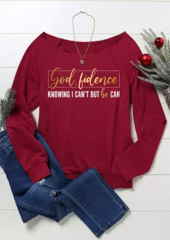 God Fidence Knowing I Can't But He Can Sweatshirt - Red -Garment Sale Store SCM009929 1 B1153753083402 124
