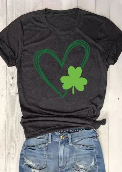 St. Patrick's Day Lucky Shamrock T-Shirt Tee - Dark Grey