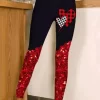 Valentine Glitter Plaid High Waist Skinny Leggings - Black