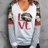 Valentine Love Leopard Glitter Striped T-Shirt Tee - White 2 Valentine Love Leopard Glitter Striped T-Shirt Tee - White -Garment Sale Store SCM010990 1 C0810836723322 124